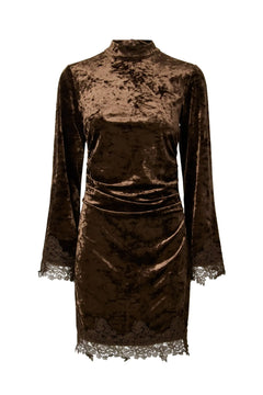 Yasvellia Ls Short Lace Dress.- Show - Coffee Bean