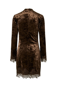 Yasvellia Ls Short Lace Dress.- Show - Coffee Bean