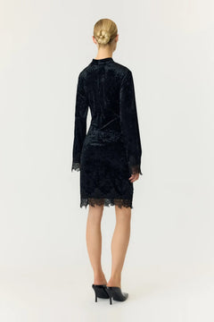 Yasvellia Ls Short Lace Dress.- Show - Black