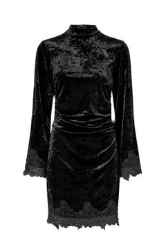 Yasvellia Ls Short Lace Dress.- Show - Black