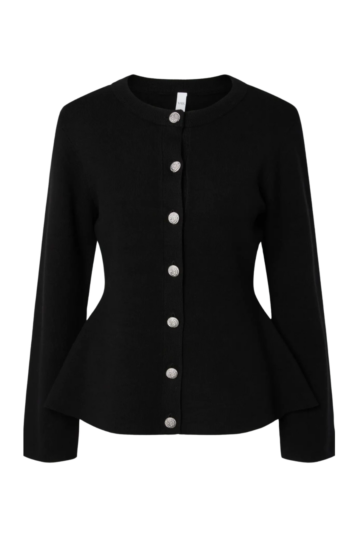 Yaspimi Ls Peplum Knit Cardigan S. - Black