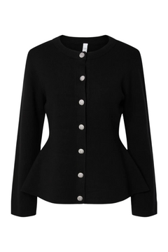 Yaspimi Ls Peplum Knit Cardigan S. - Black