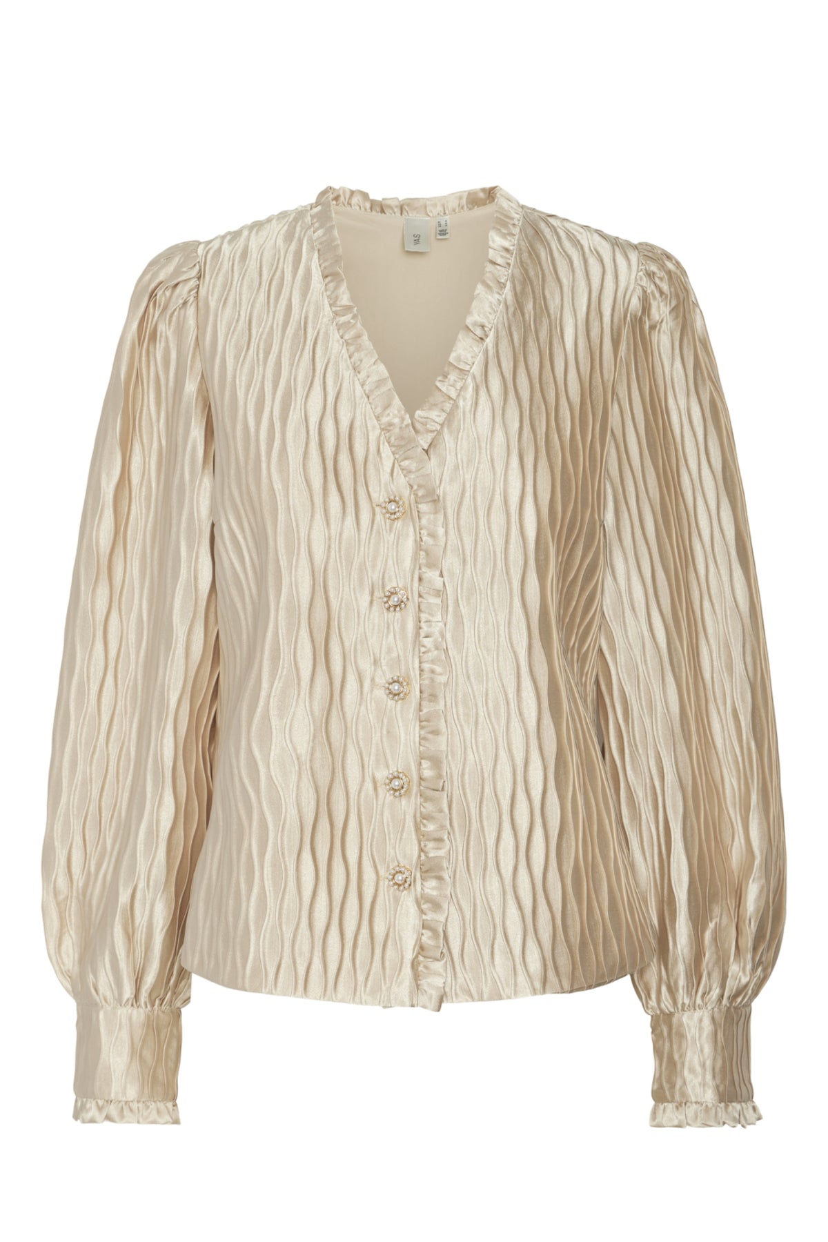 Yasripple Ls V-Neck Shirt S. Noos - Sheer Bliss