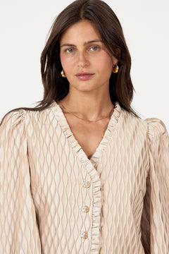 Yasripple Ls V-Neck Shirt S. Noos - Sheer Bliss