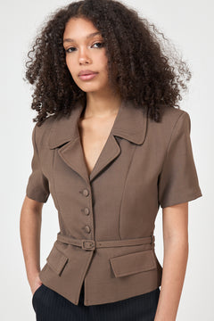 Annieic Tee Blazer - Dark Brown