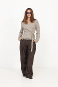 Gabriella Ls Knit Belt Cardigan - Steel Gray