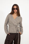 Gabriella Ls Knit Belt Cardigan - Steel Gray