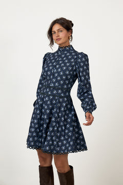 Disa Cord Mini Dress - Navy Floral