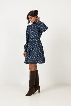 Disa Cord Mini Dress - Navy Floral