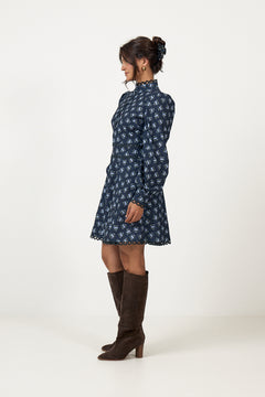 Disa Cord Mini Dress - Navy Floral