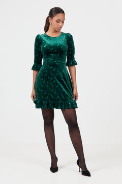 Sissel Velvet Mini Dress - Green