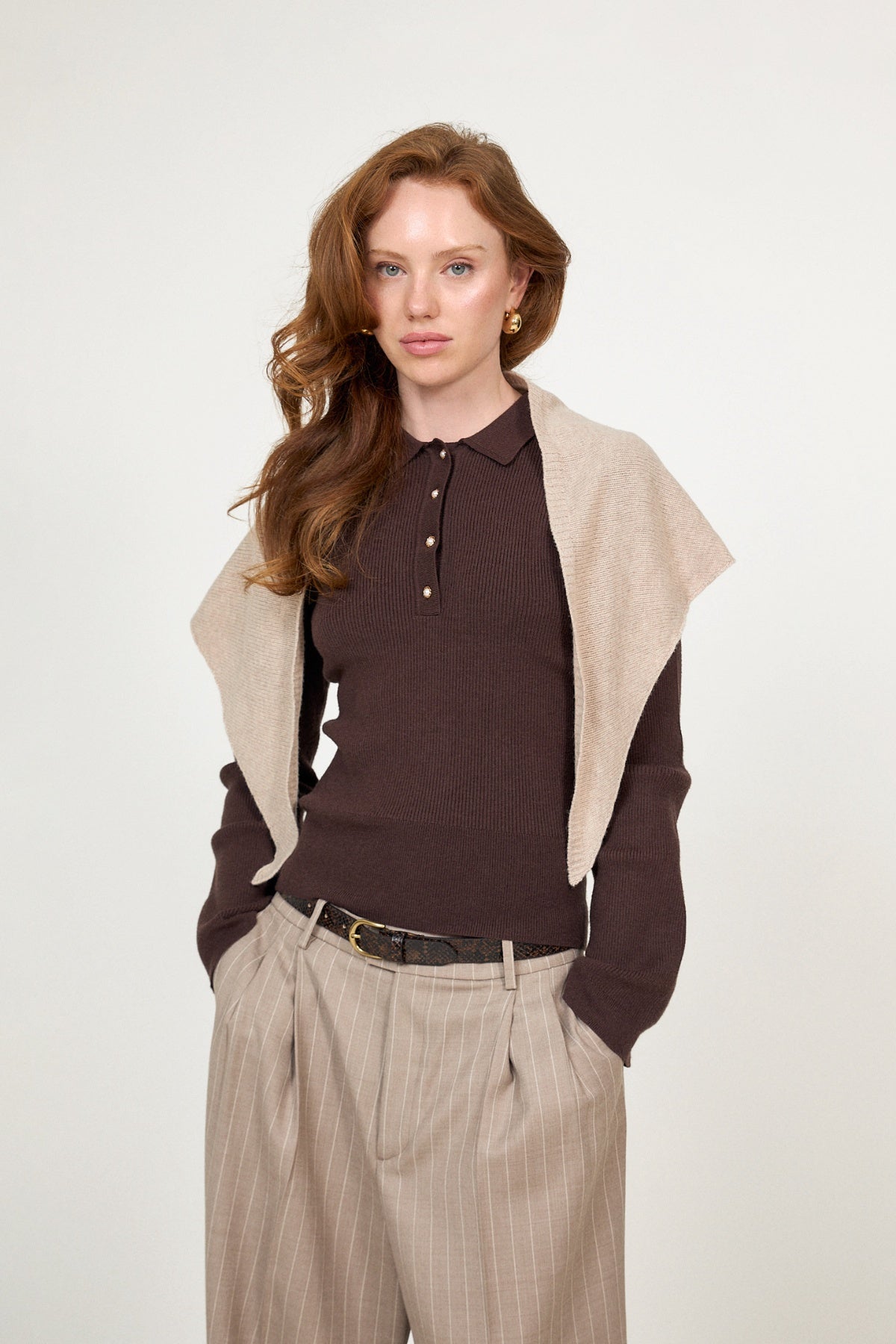 Victoria Cashmere Triangle Scarf - Sand
