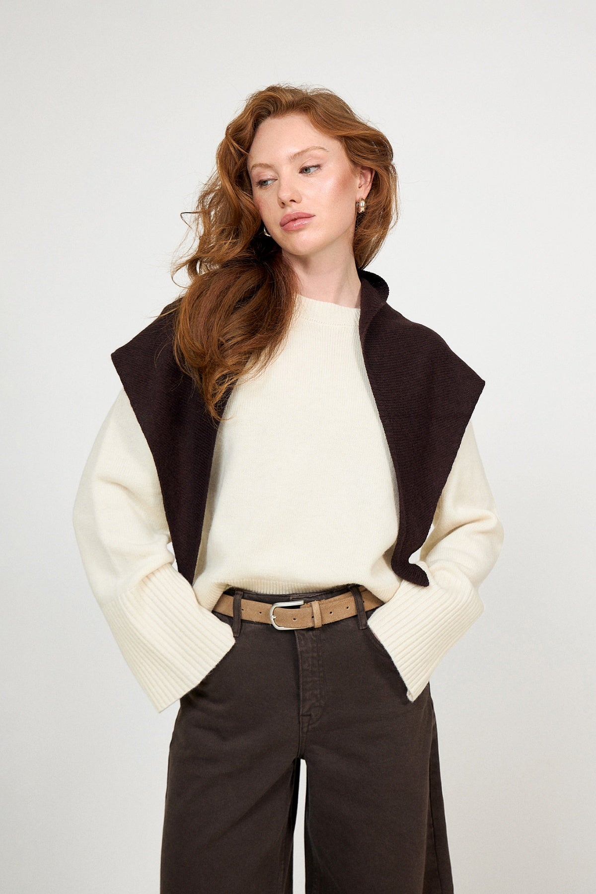 Victoria Cashmere Triangle Scarf - Dark Brown