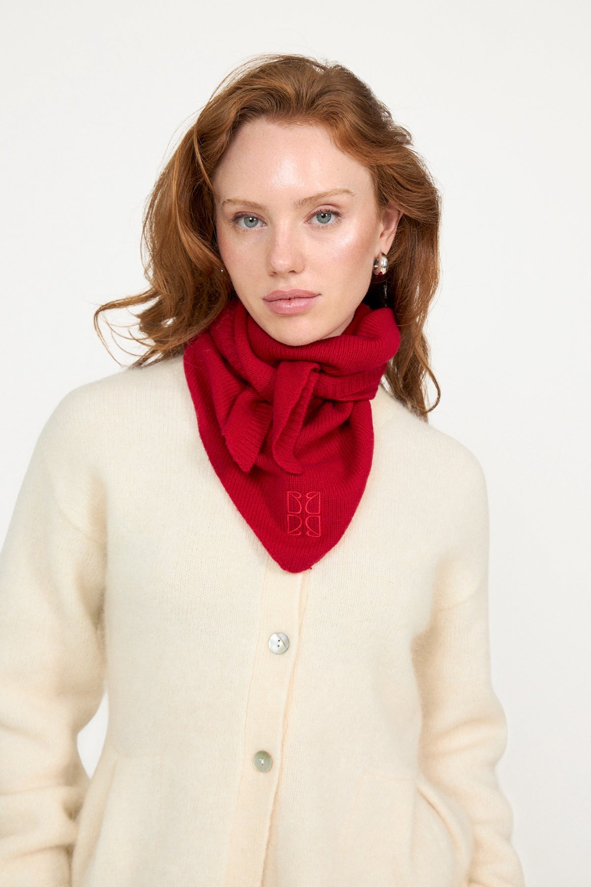 Victoria Cashmere Triangle Scarf - Red