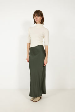Vicky Heavy Sateen Skirt - Deep Green