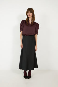 Roella Heavy Sateen Blouse - Burgundy