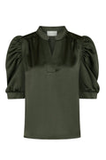 Roella Heavy Sateen Blouse - Deep Green