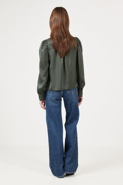 Rosslyn Heavy Sateen Blouse - Deep Green
