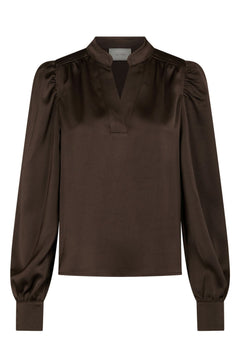 Rosslyn Heavy Sateen Blouse - Dark Brown