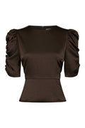 Benua Heavy Sateen Blouse - Dark Brown