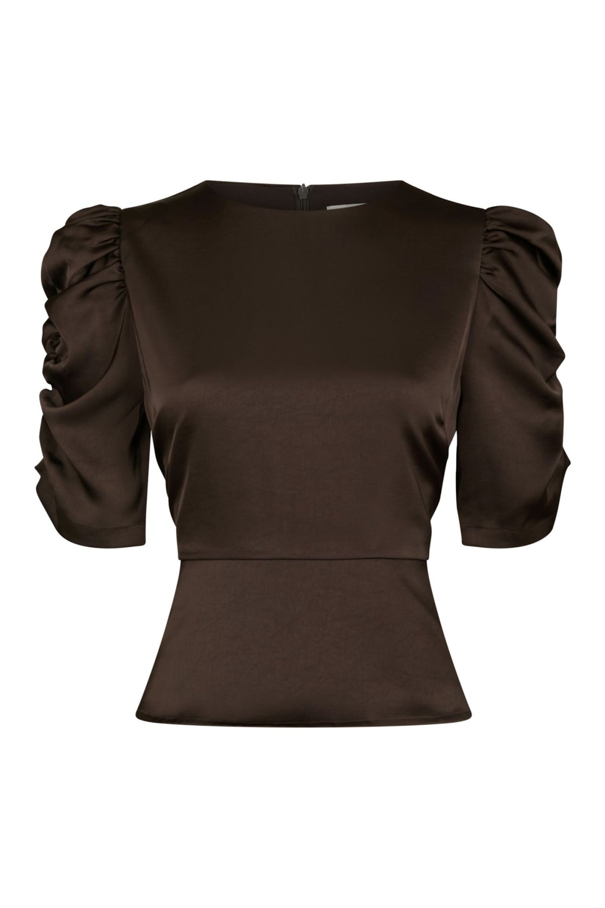 Benua Heavy Sateen Blouse - Dark Brown