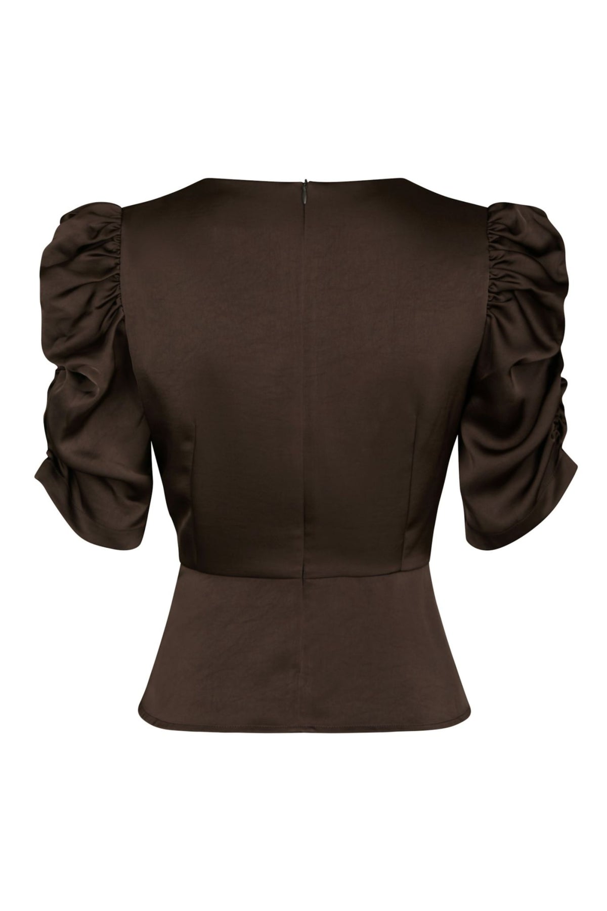 Benua Heavy Sateen Blouse - Dark Brown