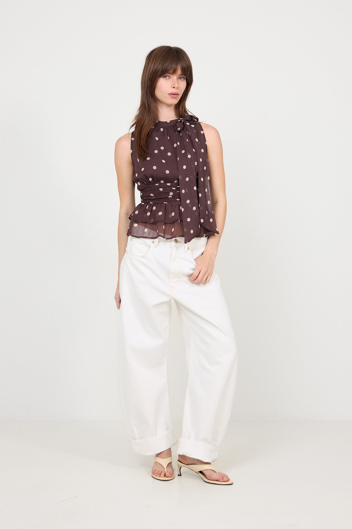 Ansol Big Dot Top - Brown
