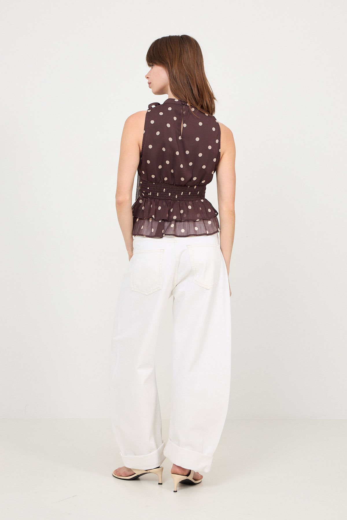 Ansol Big Dot Top - Brown