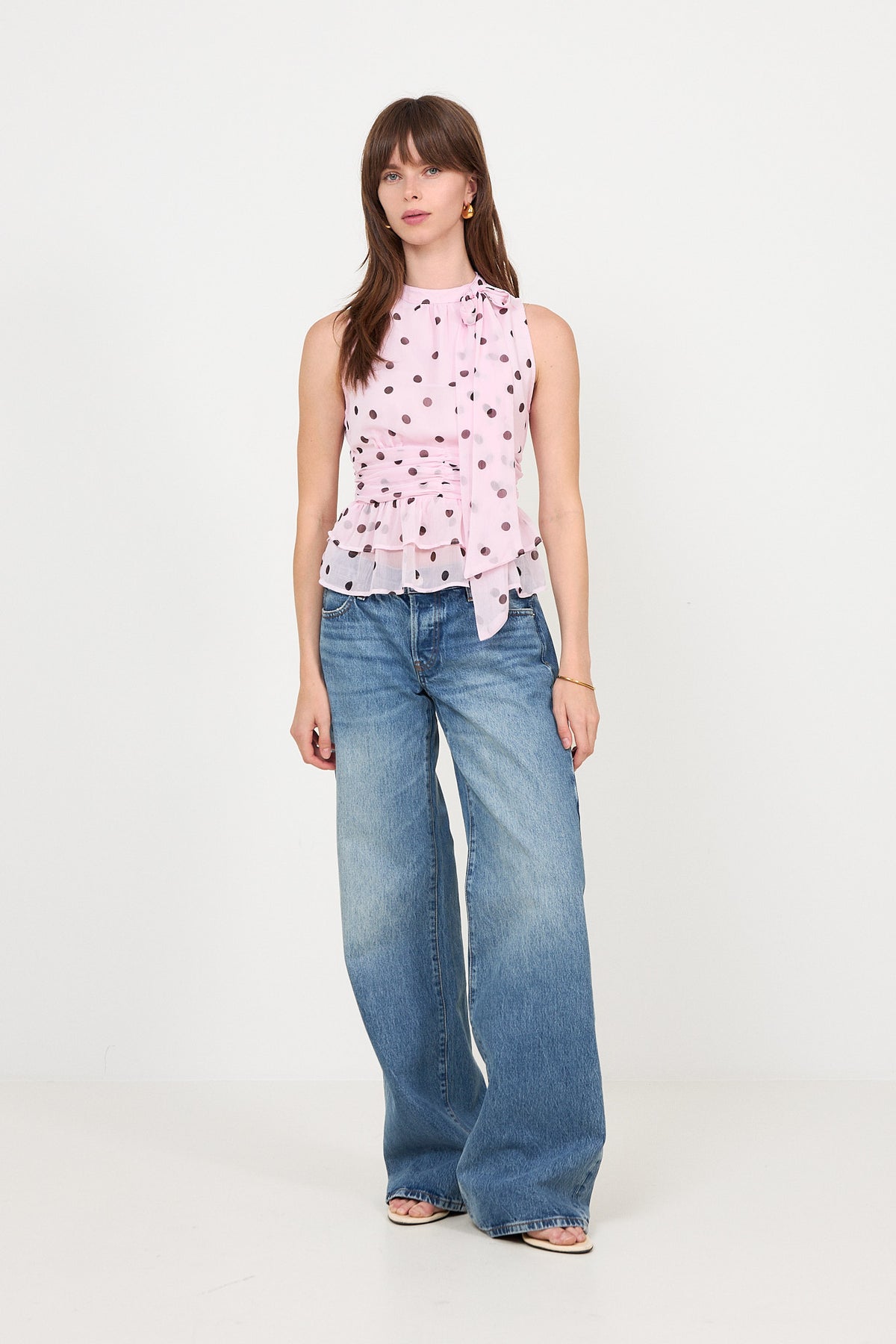 Ansol Big Dot Top - Light Pink
