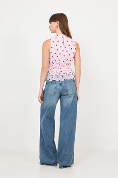 Ansol Big Dot Top - Light Pink