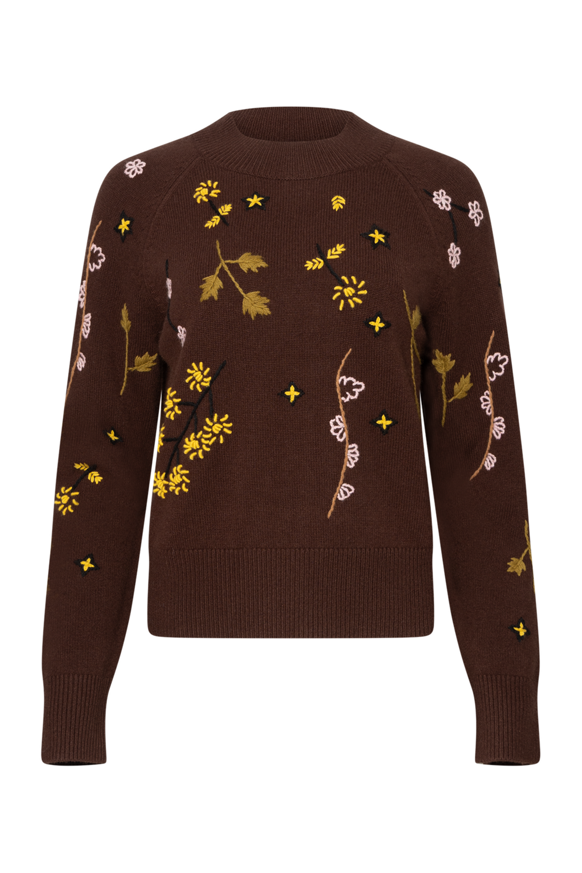 Rafia - Dark Brown Flower Embroidery