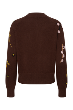 Rafia - Dark Brown Flower Embroidery
