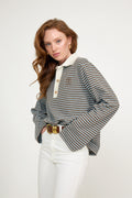 Isabelle Cotton Stripe Polo - Blue
