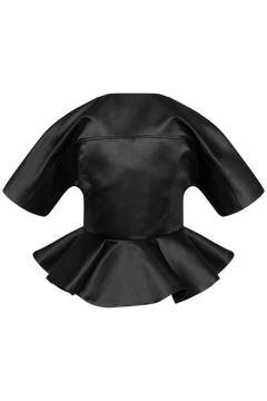 Duchesse Satin Peplum Zip Blouse - Black