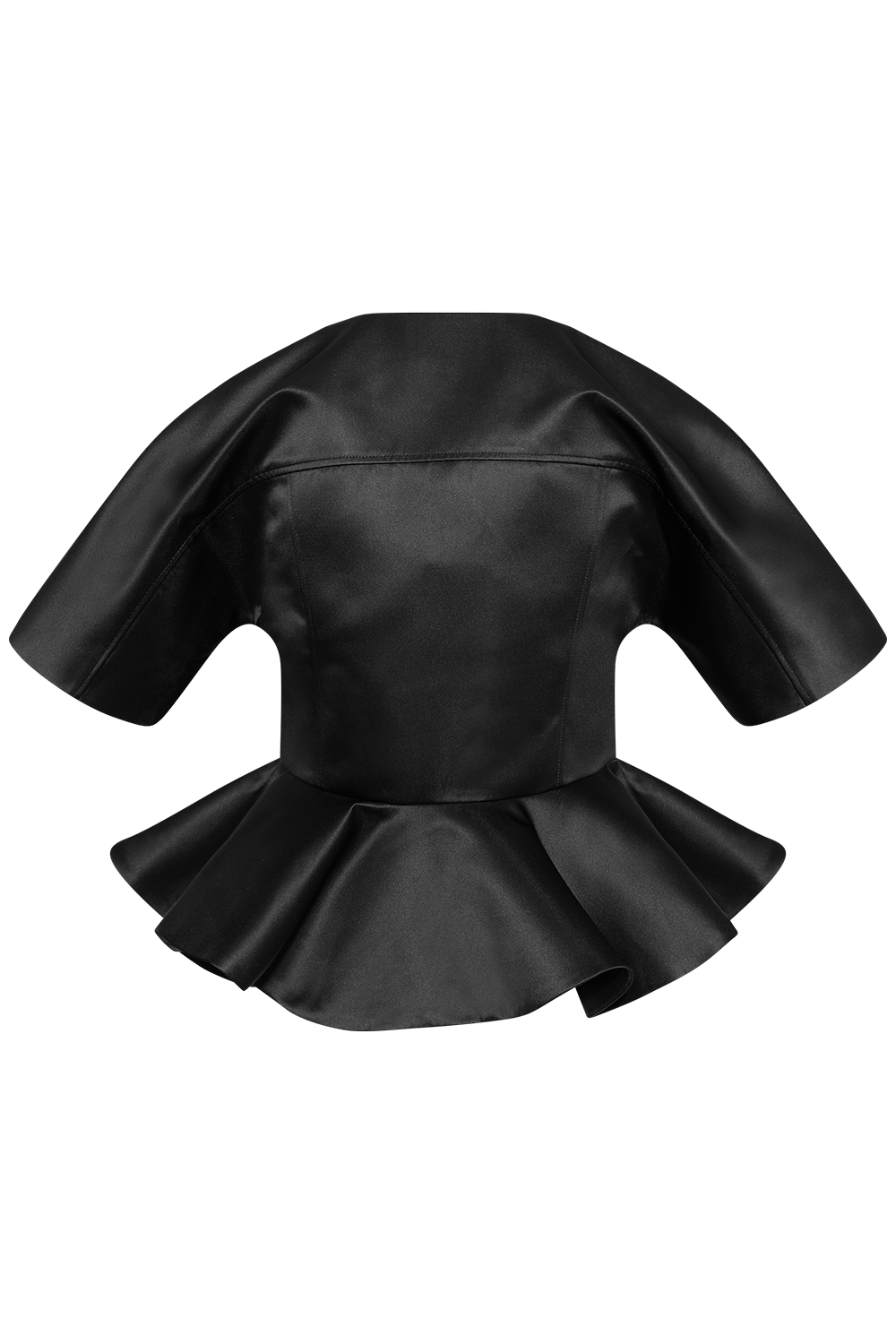 Duchesse Satin Peplum Zip Blouse - Black