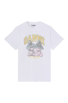Basic Cotton Relaxed T-Shirt Teddy Mushrooms - Bright White