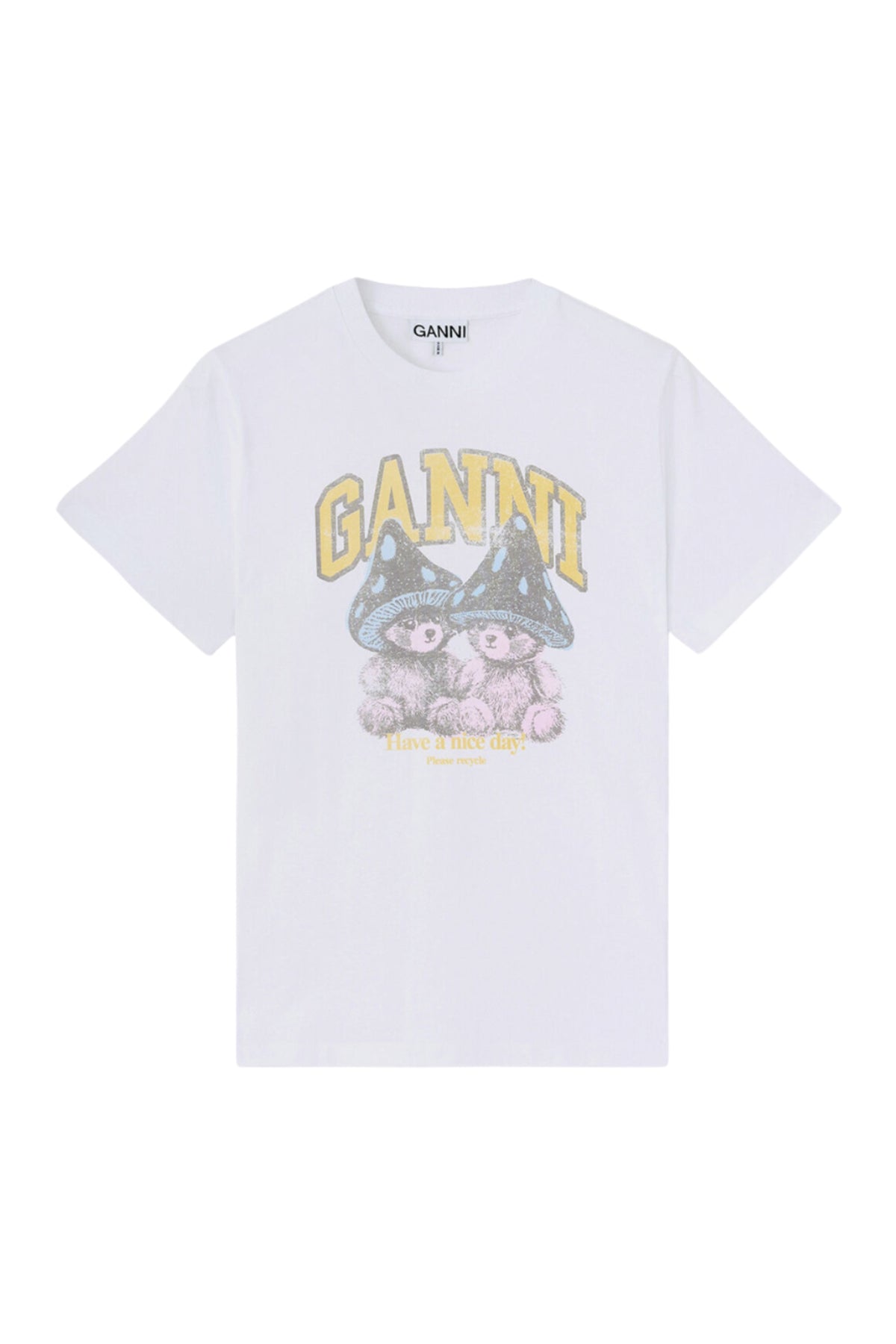 Basic Cotton Relaxed T-Shirt Teddy Mushrooms - Bright White