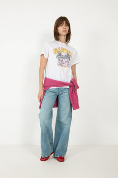 Basic Cotton Relaxed T-Shirt Teddy Mushrooms - Bright White