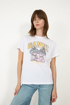Basic Cotton Relaxed T-Shirt Teddy Mushrooms - Bright White