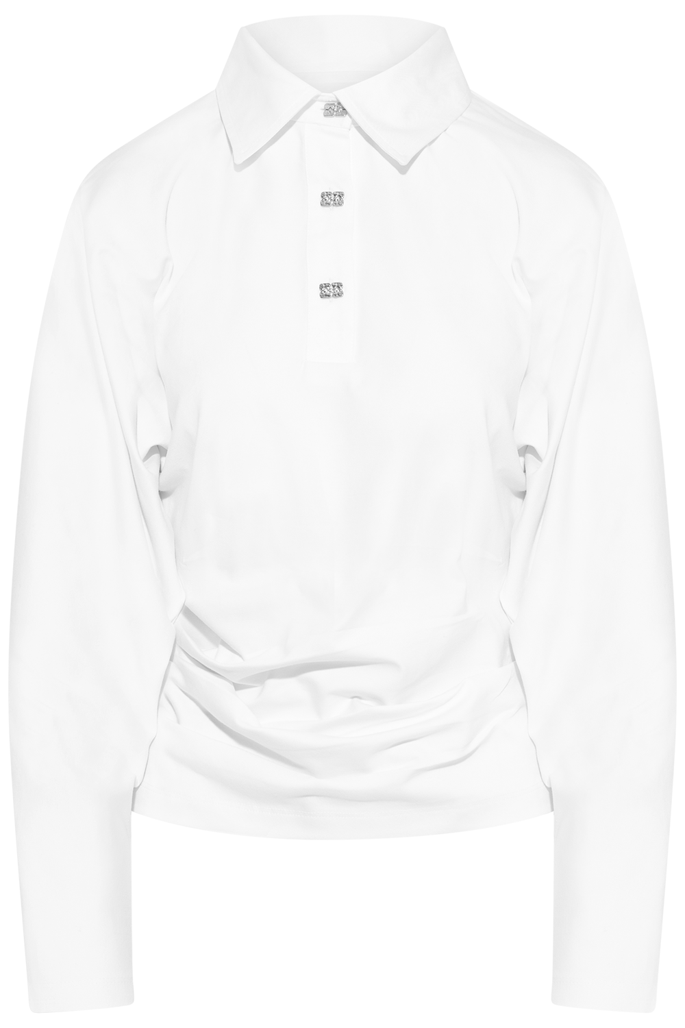 Heavy Stretch Jersey Draped Polo - Bright White