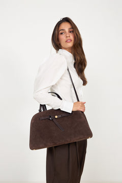 Romy Suede Bauletto - Dark Cocoa