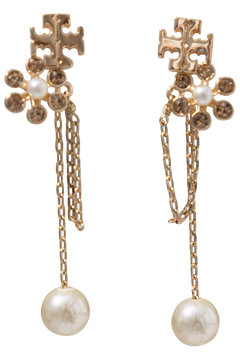 Moondance Pearl Chain Earrings - Tory Gold / Cream