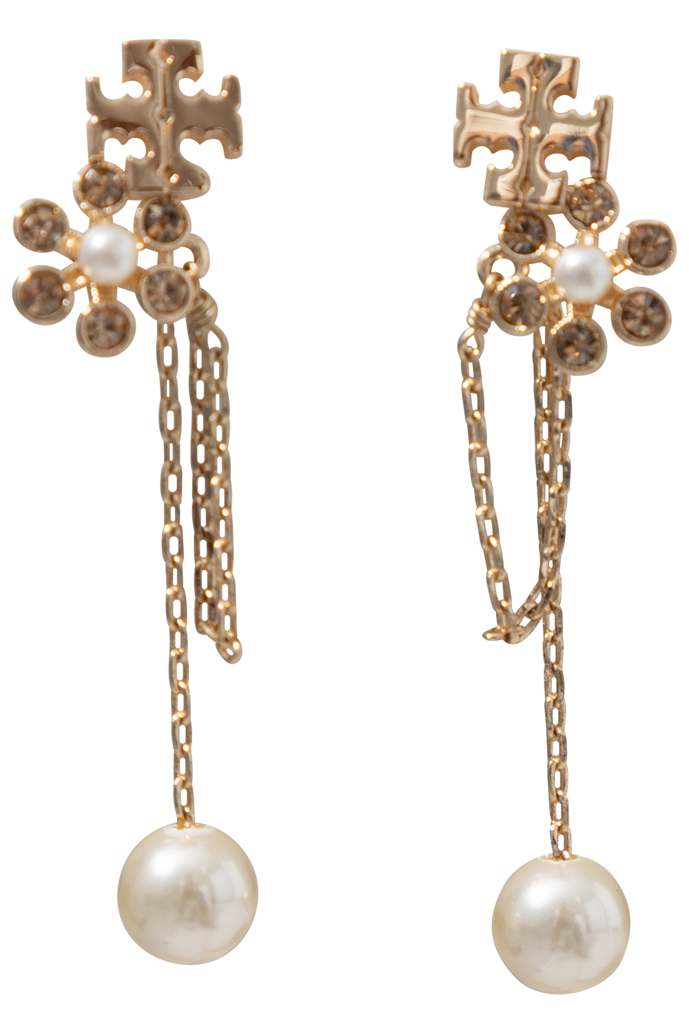 Moondance Pearl Chain Earrings - Tory Gold / Cream