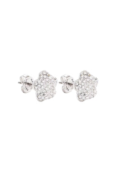Daisy Pave Stud Earrings - Silver/Crystal