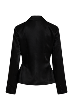 Bailey Satin Fitted Blazer - Black
