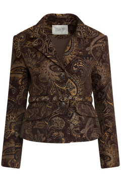 Aurelie Jacquard Belted Blazer - Brown Paisley