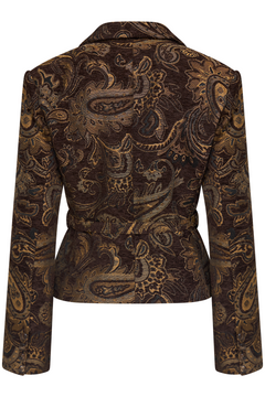 Aurelie Jacquard Belted Blazer - Brown Paisley
