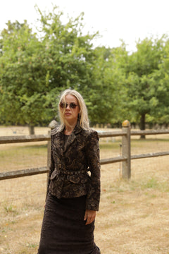 Aurelie Jacquard Belted Blazer - Brown Paisley