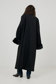 Lilas Wool Maxi Coat - Black