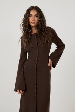 Clementine Cardigan Dress - Dark Brown